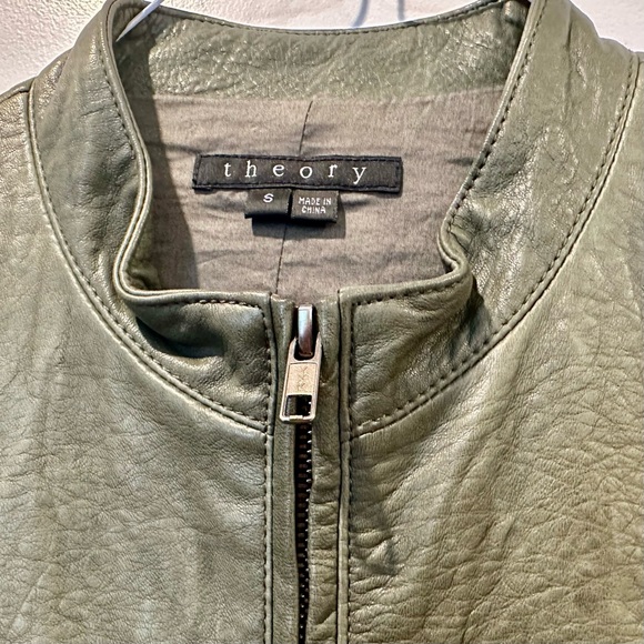 Theory Women’s Olive Green Leather Jacket - Picture 5 of 6